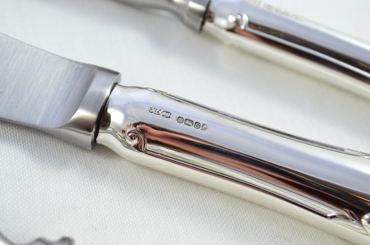 James Dixon & Sons Rare Sheffield Silver Handled 3 Piece Carving Set Chesterfield Pattern 2002 - Image 4