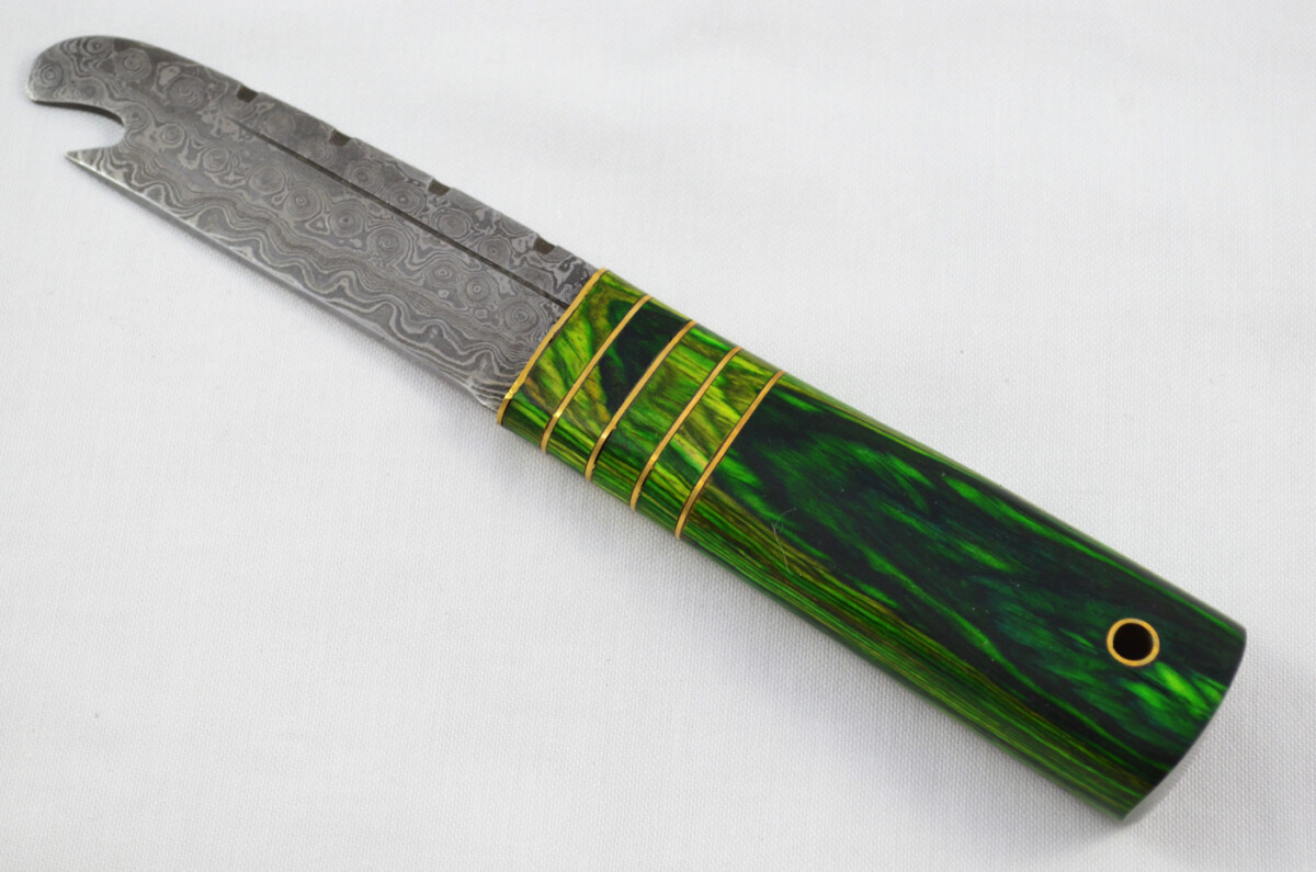 New Fantastic Genuine Laminate Handle Sgian Dubh Bottle Opener Damascus Steel Made in Sheffield England - Image 2
