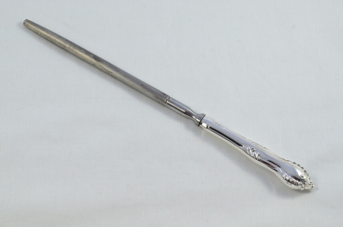 James Dixon & Sons Rare Sheffield Silver Handled 3 Piece Carving Set Chesterfield Pattern 2002 - Image 9