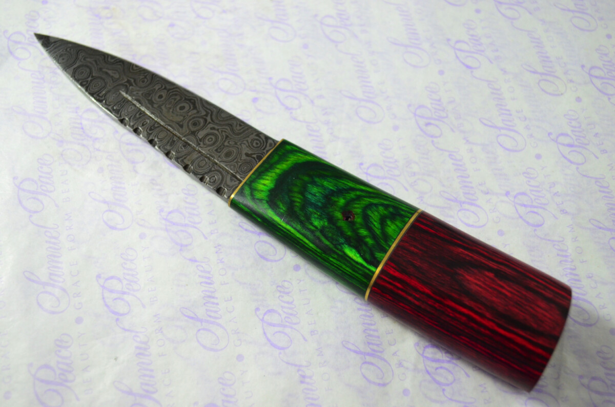 New Fantastic Coloured Pakkawood Sgian Dubh Damascus Steel Superior Sheath inc Presentation Box - Image 7