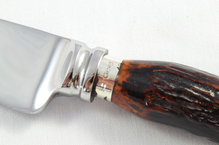 Sheffield Walker & Hall Horn Handled 2 Piece Carving Set - Solid Silver Cap & Ferrule 1923 - Image 4