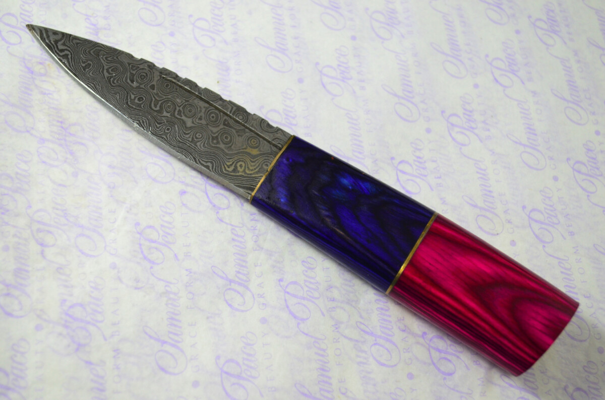 New Fantastic Coloured Pakkawood Sgian Dubh Damascus Steel Superior Sheath inc Presentation Box - Image 3