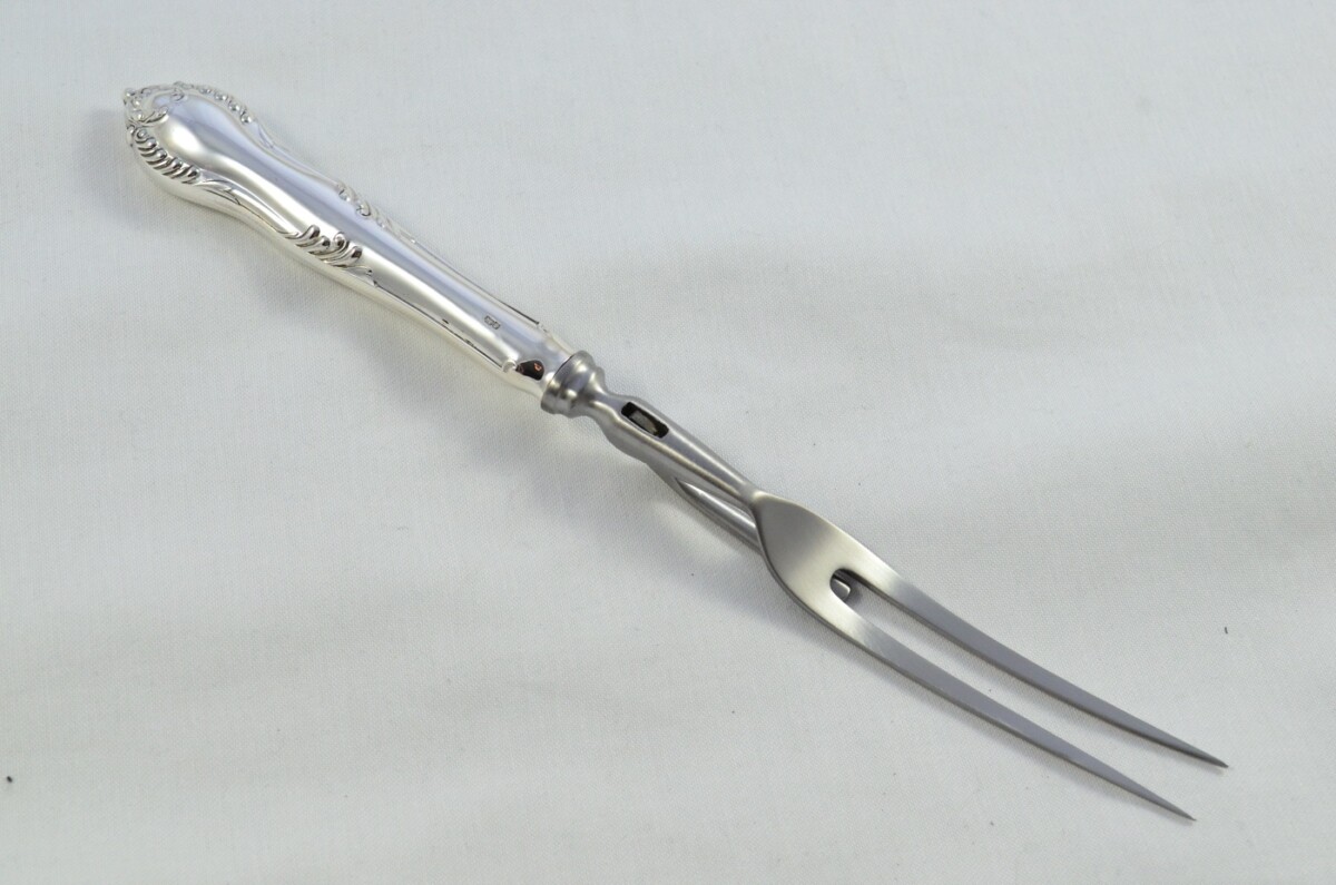 James Dixon & Sons Rare Sheffield Silver Handled 3 Piece Carving Set Chesterfield Pattern 2002 - Image 8