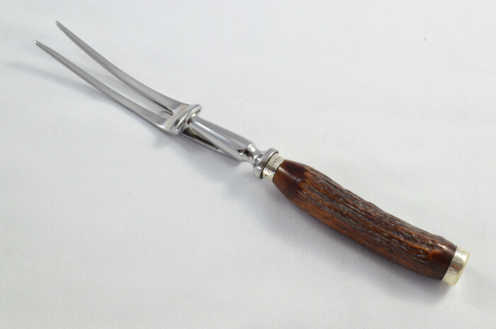 Sheffield Walker & Hall Horn Handled 2 Piece Carving Set - Solid Silver Cap & Ferrule 1923 - Image 8