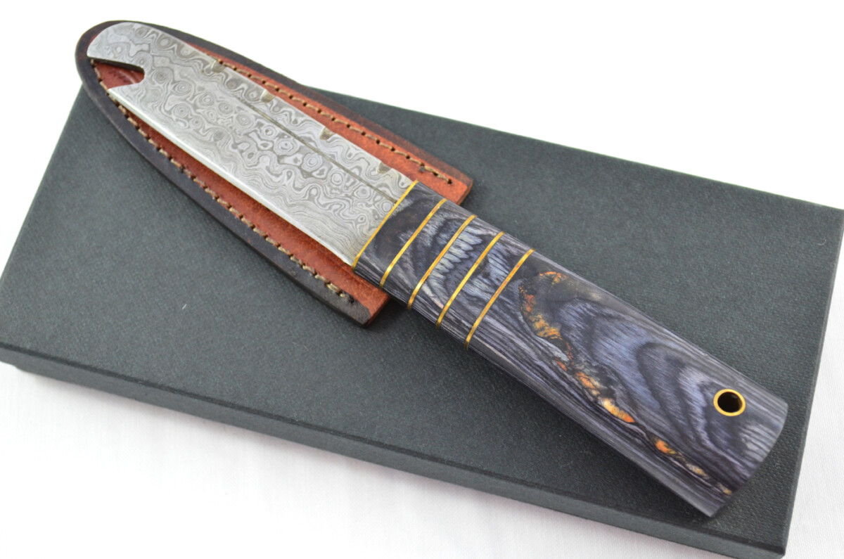 New Fantastic Genuine Laminate Handle Sgian Dubh Bottle Opener Damascus Steel Made in Sheffield England