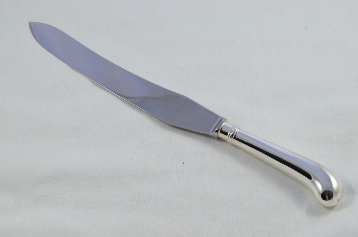 London C.W Fletcher Cased Sterling Silver Handled 3 Piece Carving Set Plain Pistol Pattern 1973 - Image 4