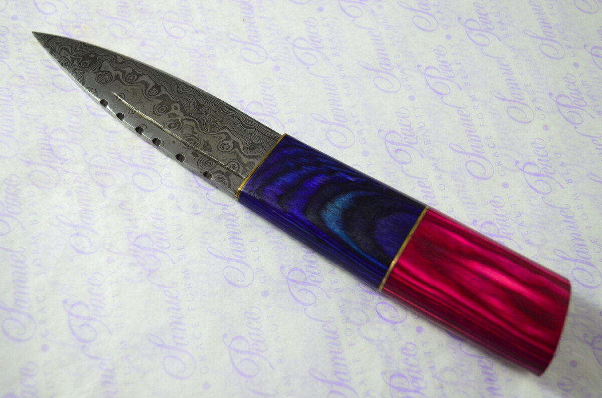 New Fantastic Coloured Pakkawood Sgian Dubh Damascus Steel Superior Sheath inc Presentation Box - Image 6