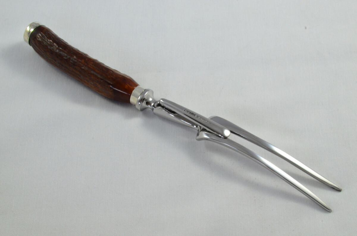 Sheffield Walker & Hall Horn Handled 2 Piece Carving Set - Solid Silver Cap & Ferrule 1923 - Image 12