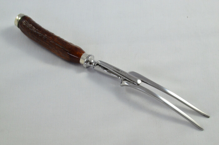 Sheffield Walker & Hall Horn Handled 2 Piece Carving Set - Solid Silver Cap & Ferrule 1923 - Image 12