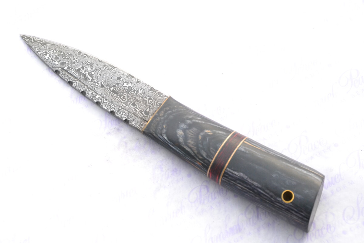 The Thin Red Line ! Scottish Sgian Dubh Damascus Steel Made in Sheffield England Superior Sheath inc Presentation box FOR THE PIPERS !!!!! - Image 6