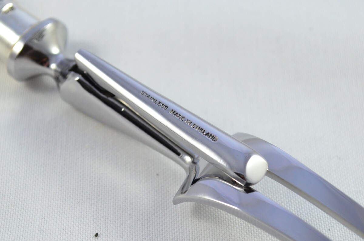 London C.W Fletcher Cased Sterling Silver Handled 3 Piece Carving Set Plain Pistol Pattern 1973 - Image 10