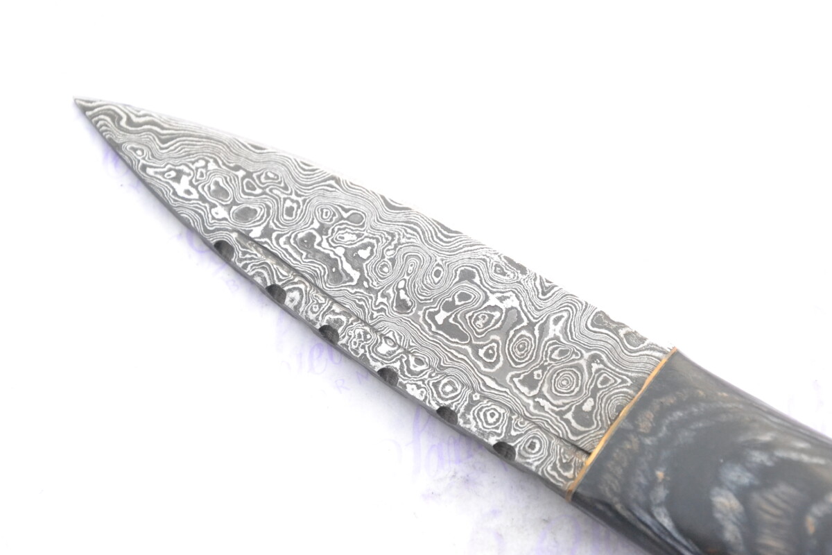 The Thin Red Line ! Scottish Sgian Dubh Damascus Steel Made in Sheffield England Superior Sheath inc Presentation box FOR THE PIPERS !!!!! - Image 8