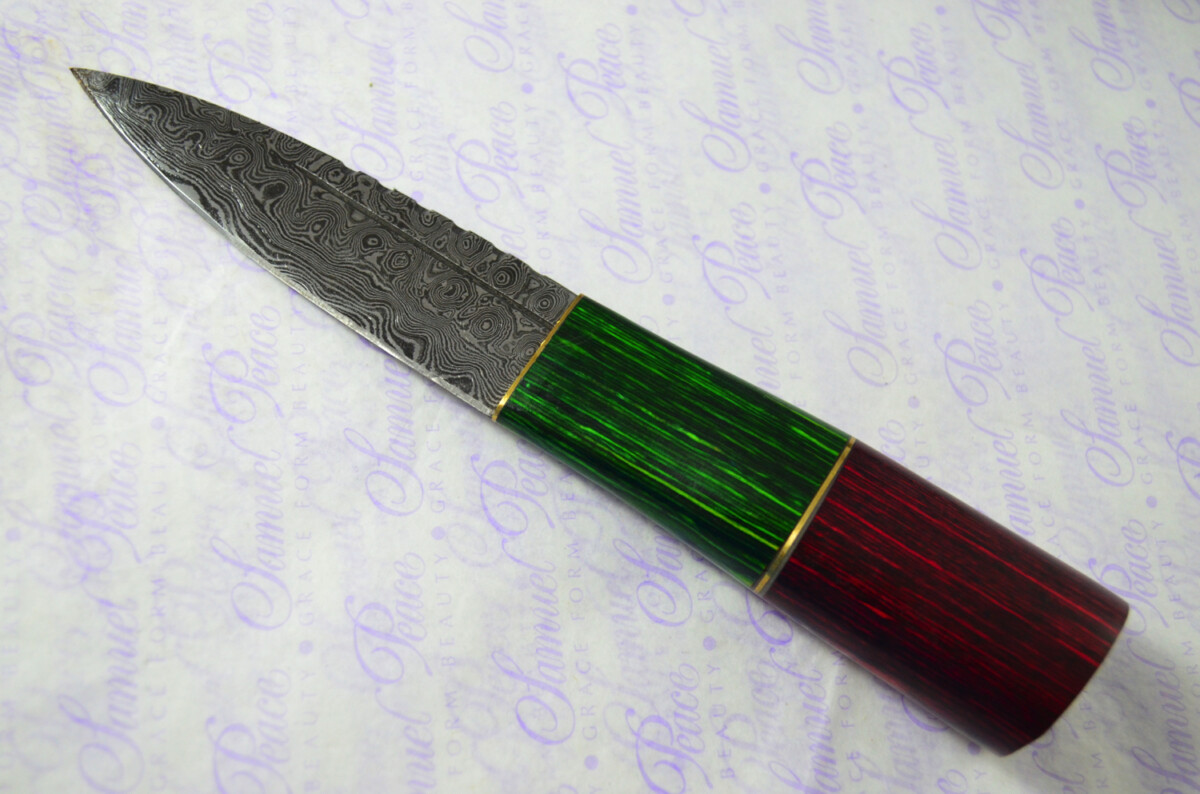 New Fantastic Coloured Pakkawood Sgian Dubh Damascus Steel Superior Sheath inc Presentation Box - Image 3