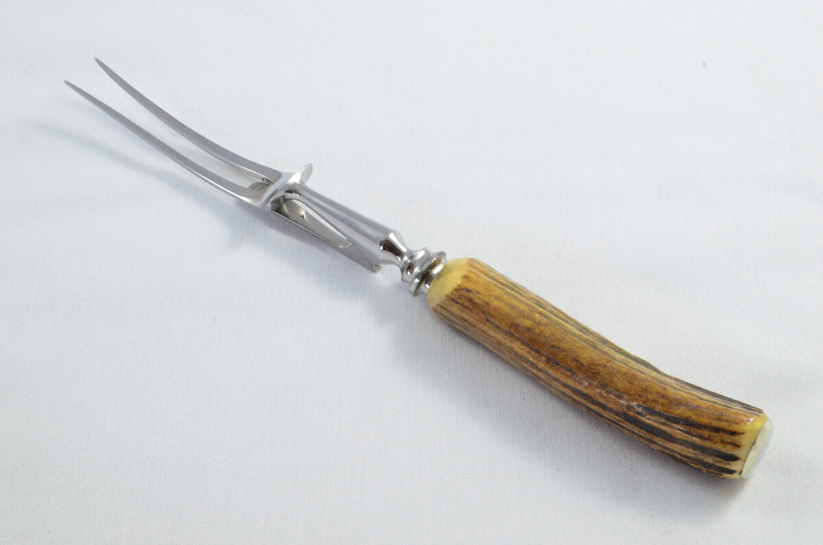 Beautiful Sheffield Handmade Authentic Stag Antler Horn Handled 3 Piece Carving Set - Image 7