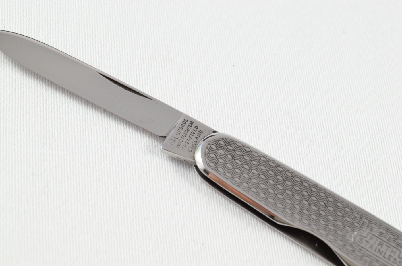 A George Wostenholme Engine Turned Stainless Steel Pocket Pen Knife Sheffield - Image 3