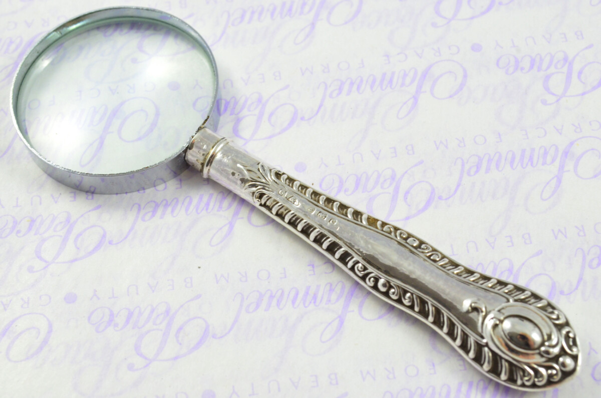 Gadroon Pattern Sterling Silver Magnifying Glass Birmingham 1902 - Image 3