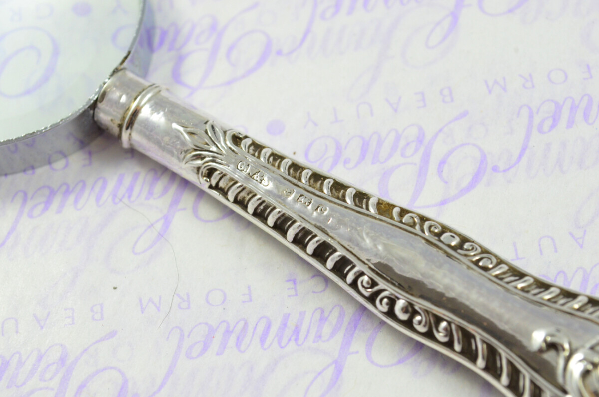 Gadroon Pattern Sterling Silver Magnifying Glass Birmingham 1902 - Image 5