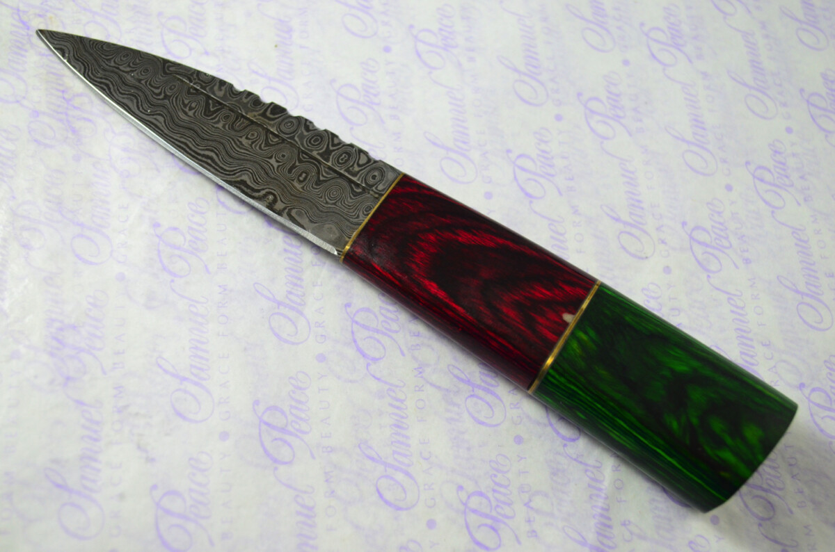 New Fantastic Coloured Pakkawood Sgian Dubh Damascus Steel Superior Sheath inc Presentation Box - Image 3