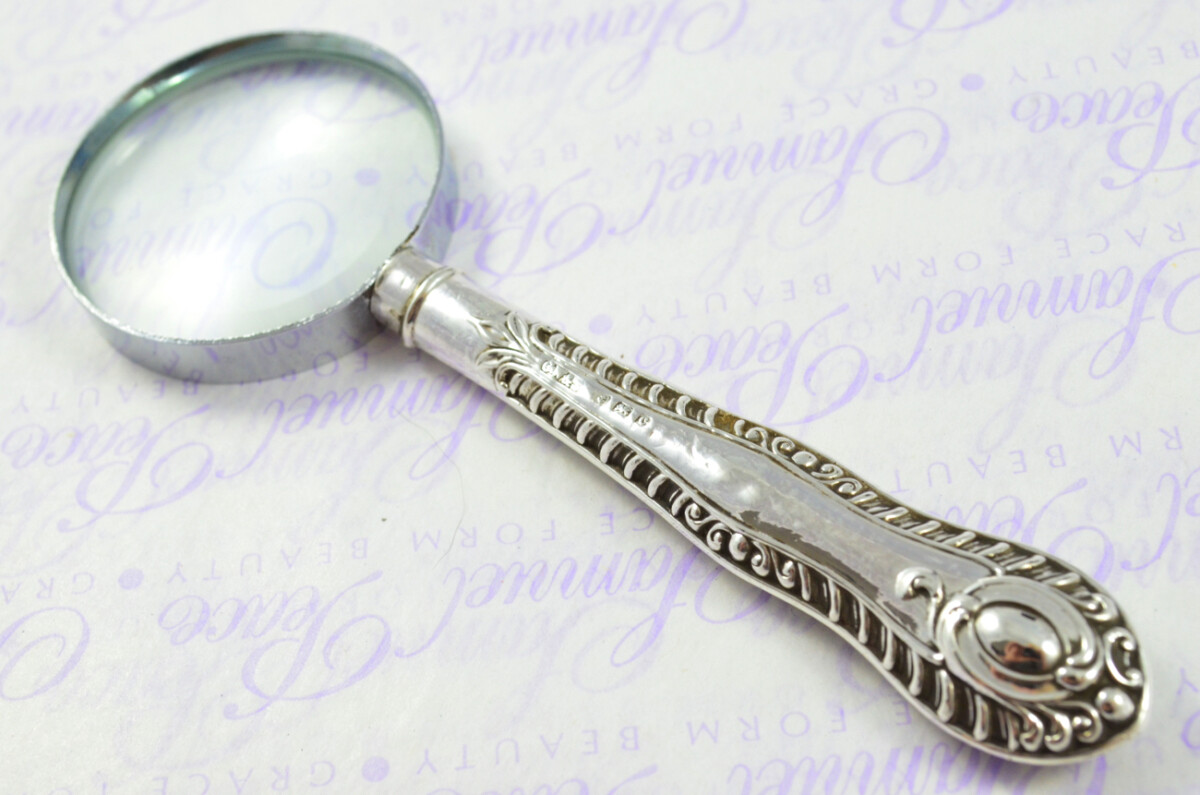 Gadroon Pattern Sterling Silver Magnifying Glass Birmingham 1902 - Image 7