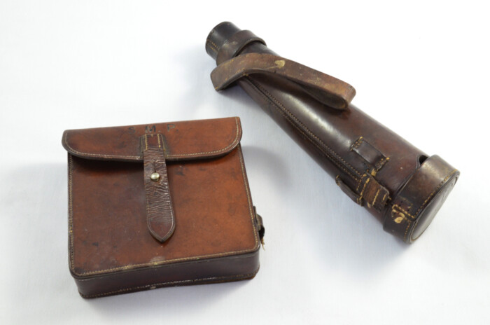 1880 James Dixon & Sons RARE Antique Equestrian Water Flask & Sandwich Box - Original Leather Cases