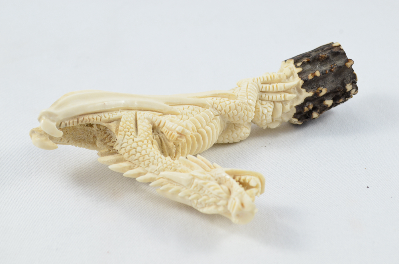 Dragon Carved Walking Stick Cane Top Handle Stag Antler Horn Made Sheffield England - Image 2