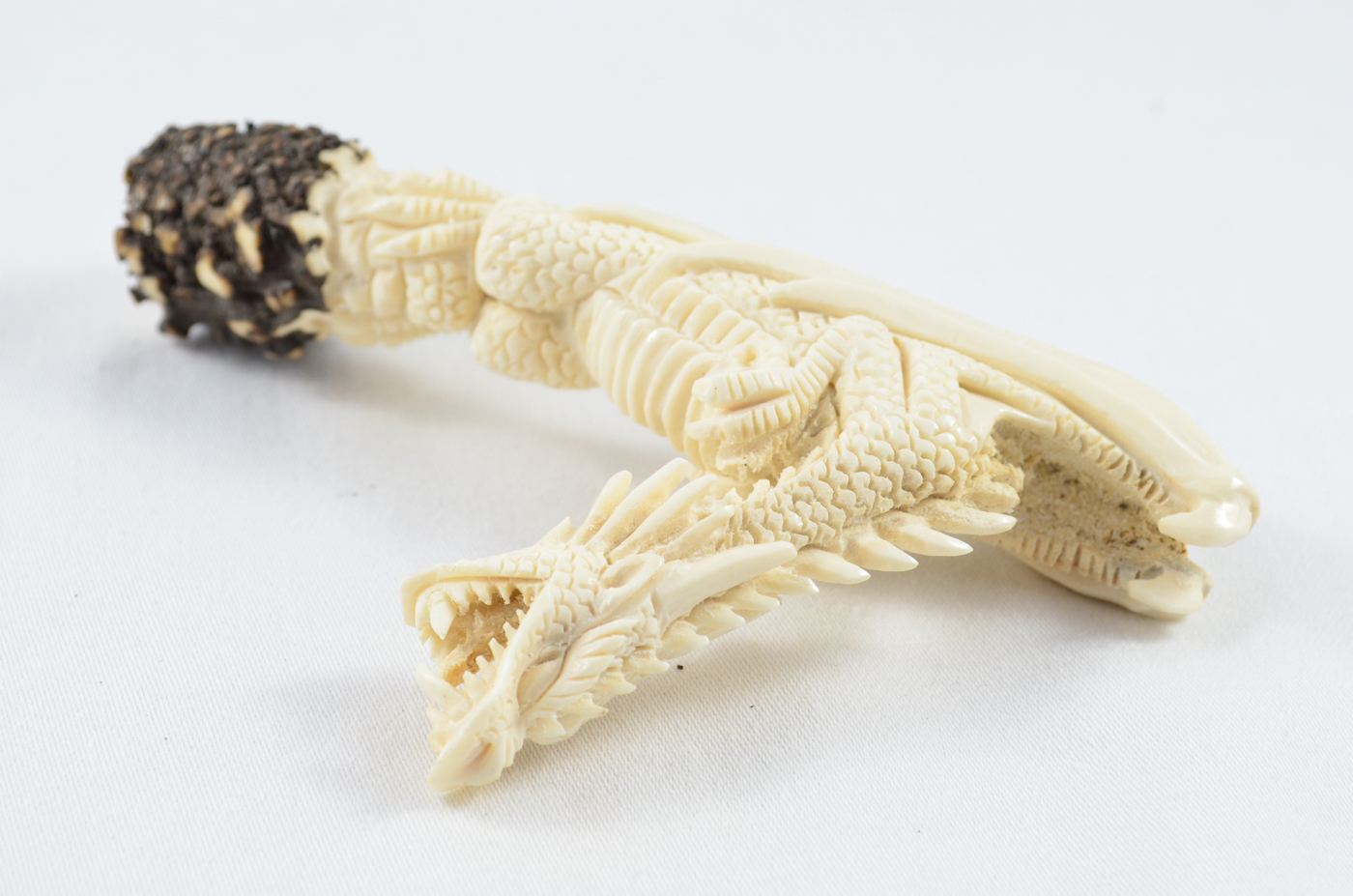 Dragon Carved Walking Stick Cane Top Handle Stag Antler Horn Made Sheffield England - Image 3
