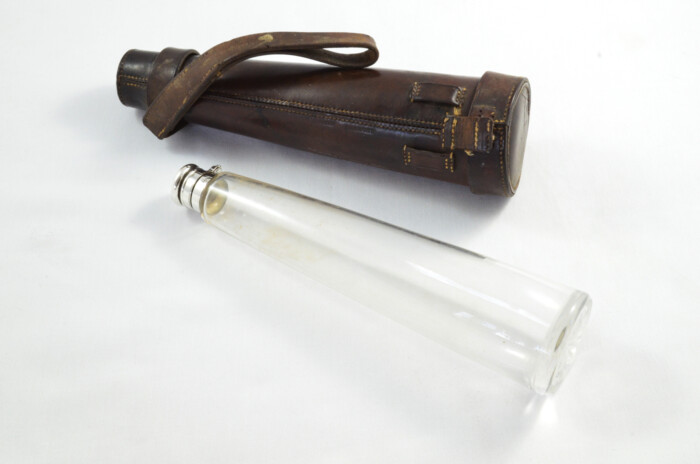 1880 James Dixon & Sons RARE Antique Equestrian Water Flask & Sandwich Box - Original Leather Cases - Image 4