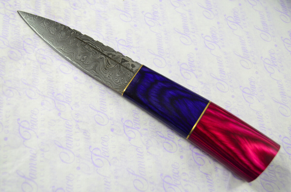 New Fantastic Coloured Pakkawood Sgian Dubh Damascus Steel Superior Sheath inc Presentation Box - Image 3