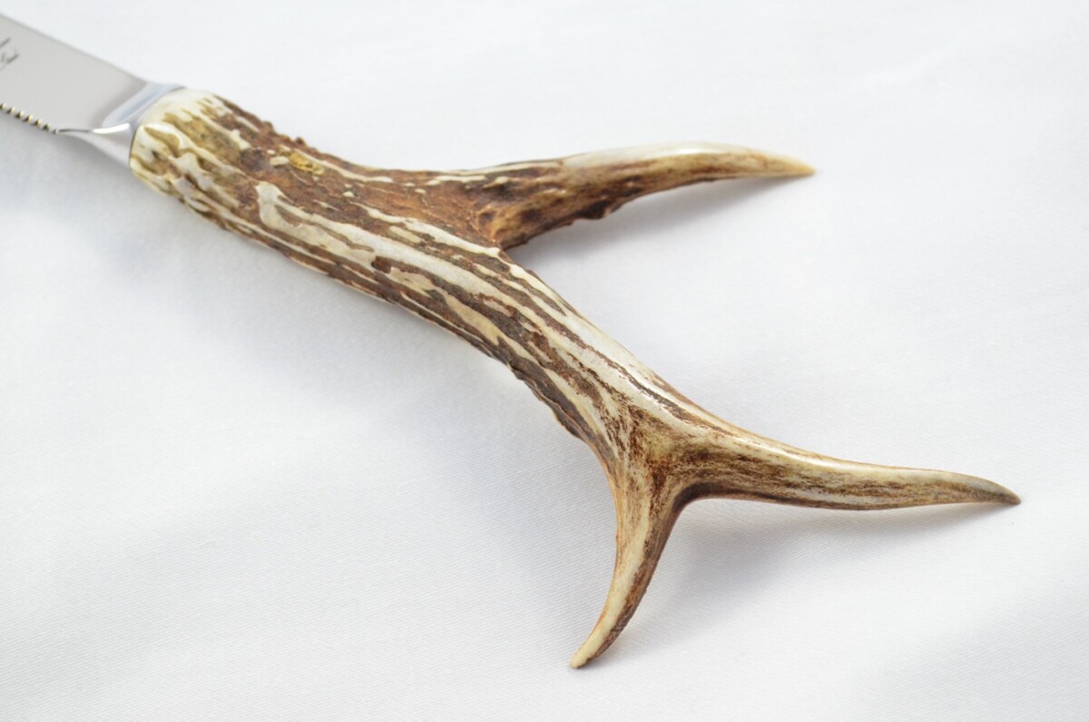 Genuine Roe Deer Stag Horn Antler Handled Bread Knife Made in Sheffield England - Image 2