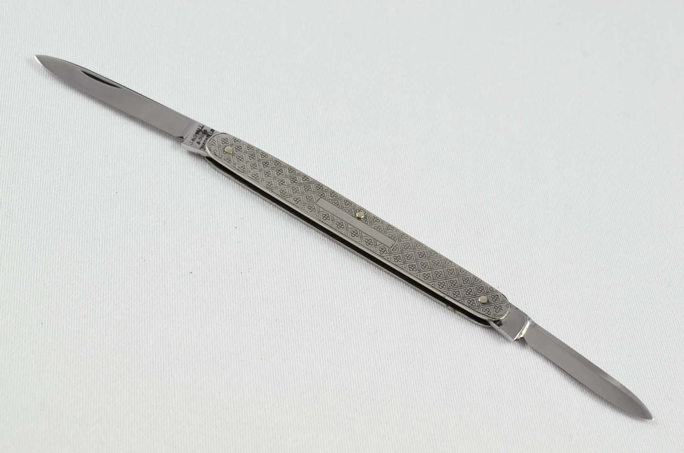 A J. Nowill Folding Engine Turned Stainless Steel Pocket Pen Knife Sheffield