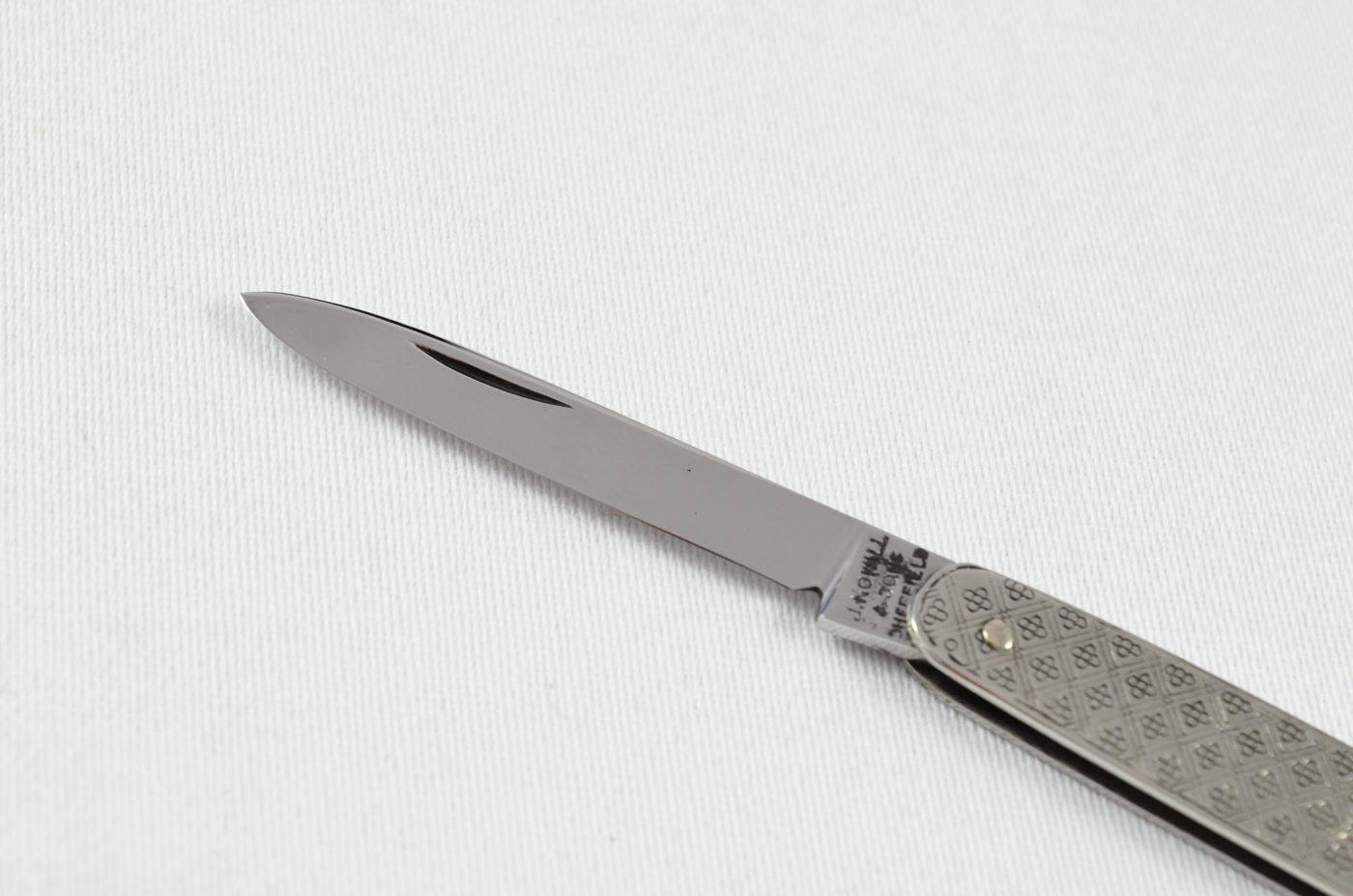 A J. Nowill Folding Engine Turned Stainless Steel Pocket Pen Knife Sheffield - Image 2