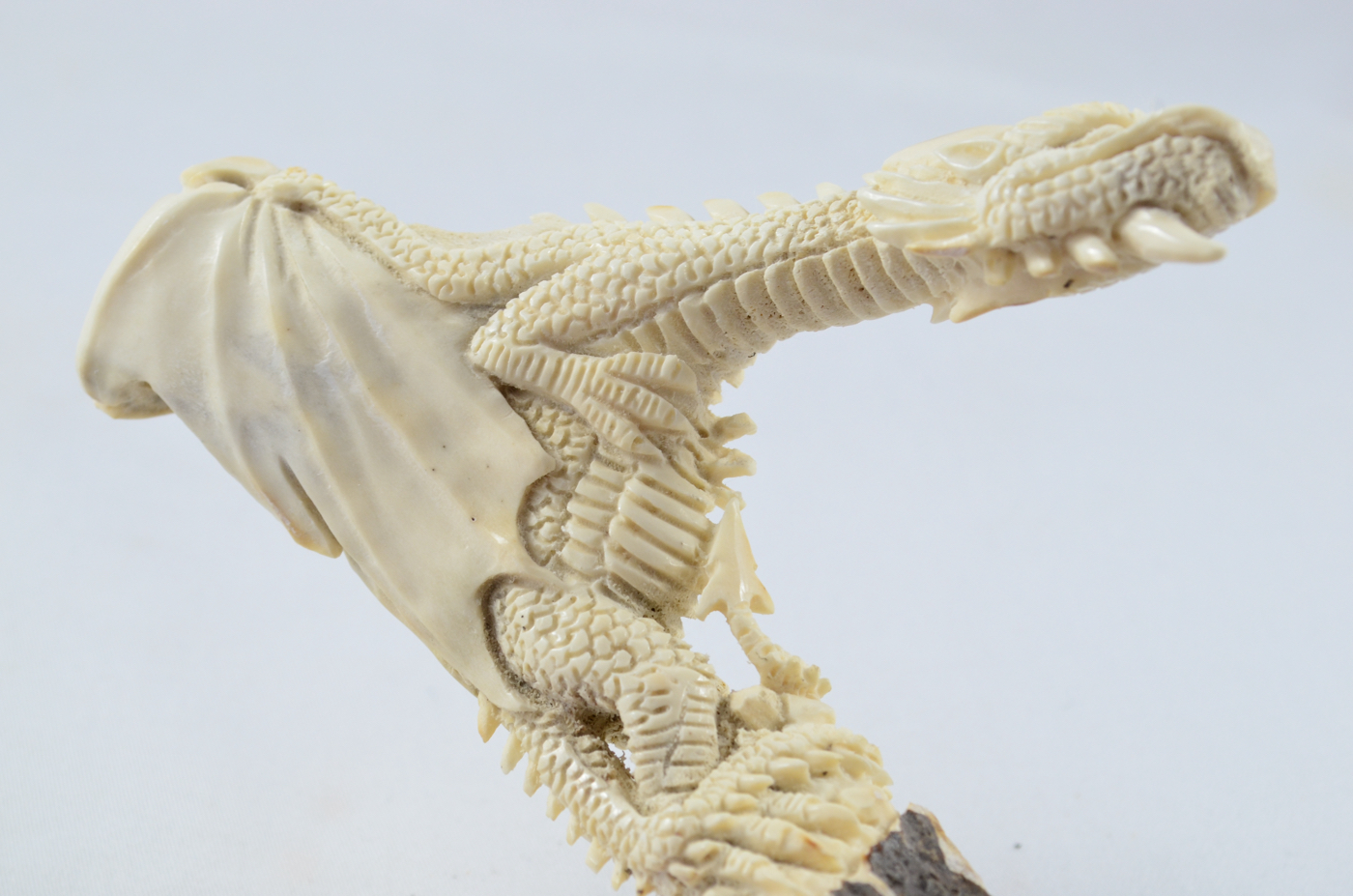 Dragon Carved Walking Stick Cane Top Handle Stag Antler Horn Made Sheffield England - Image 3