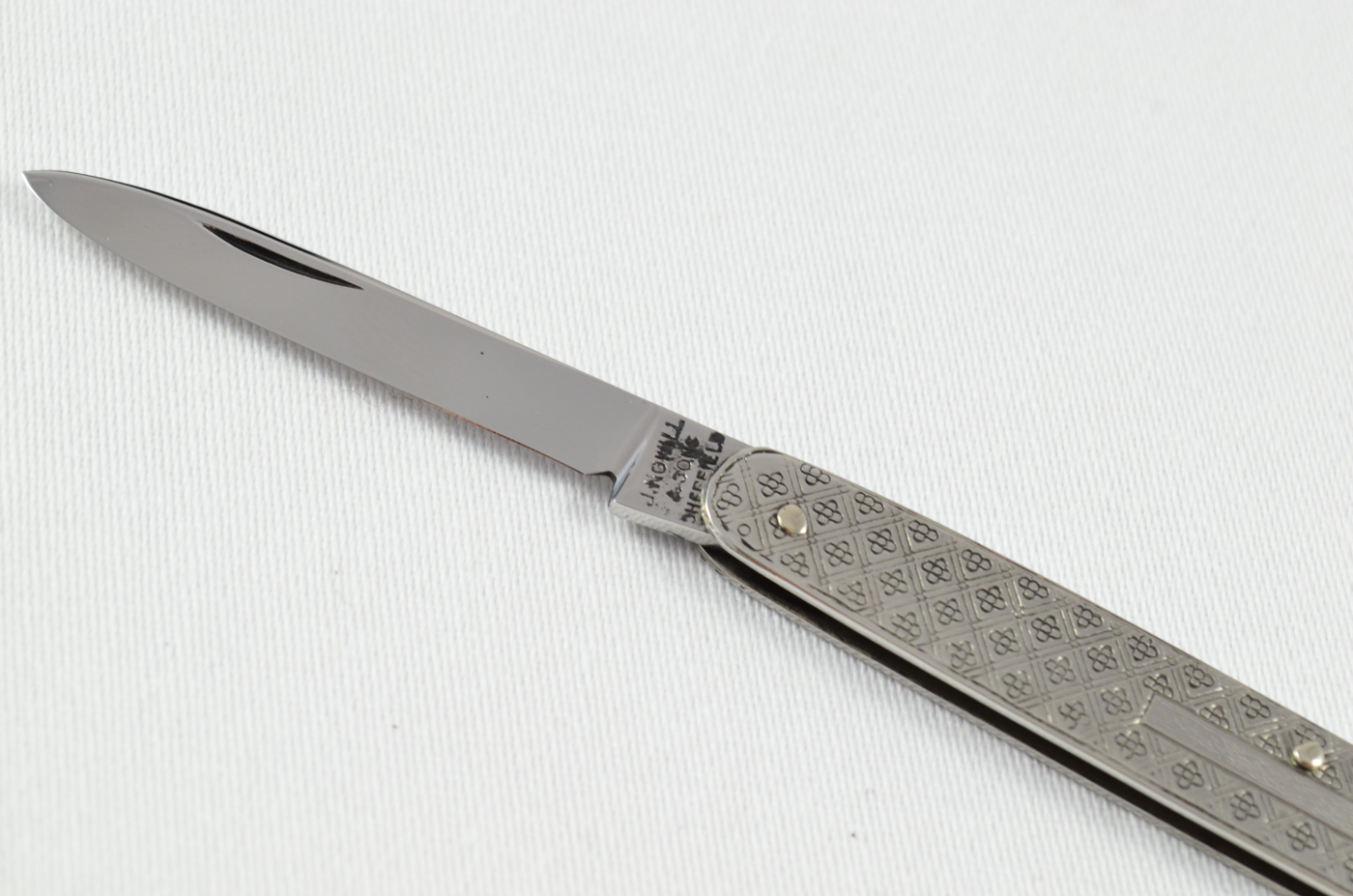 A J. Nowill Folding Engine Turned Stainless Steel Pocket Pen Knife Sheffield - Image 3