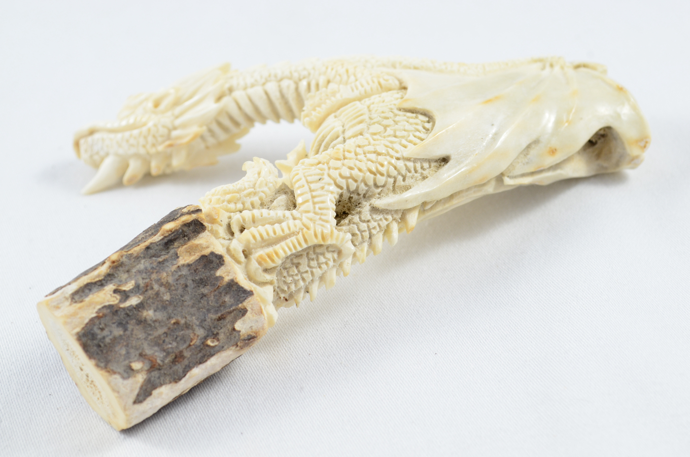 Dragon Carved Walking Stick Cane Top Handle Stag Antler Horn Made Sheffield England - Image 4