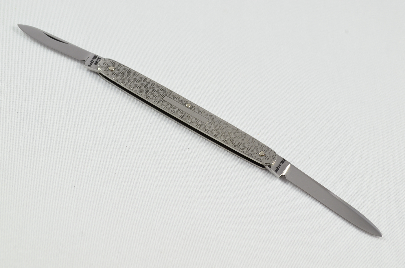 A J. Nowill Folding Engine Turned Stainless Steel Pocket Pen Knife Sheffield - Image 5