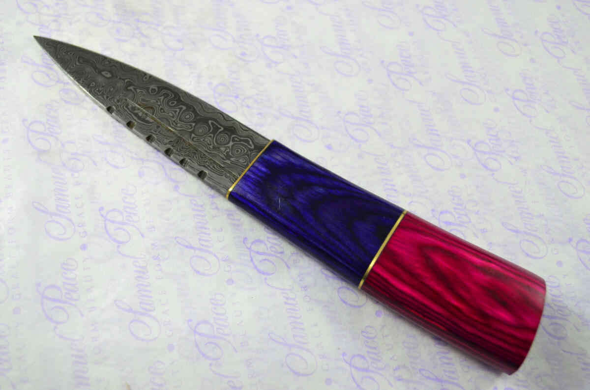 New Fantastic Coloured Pakkawood Sgian Dubh Damascus Steel Superior Sheath inc Presentation Box - Image 7