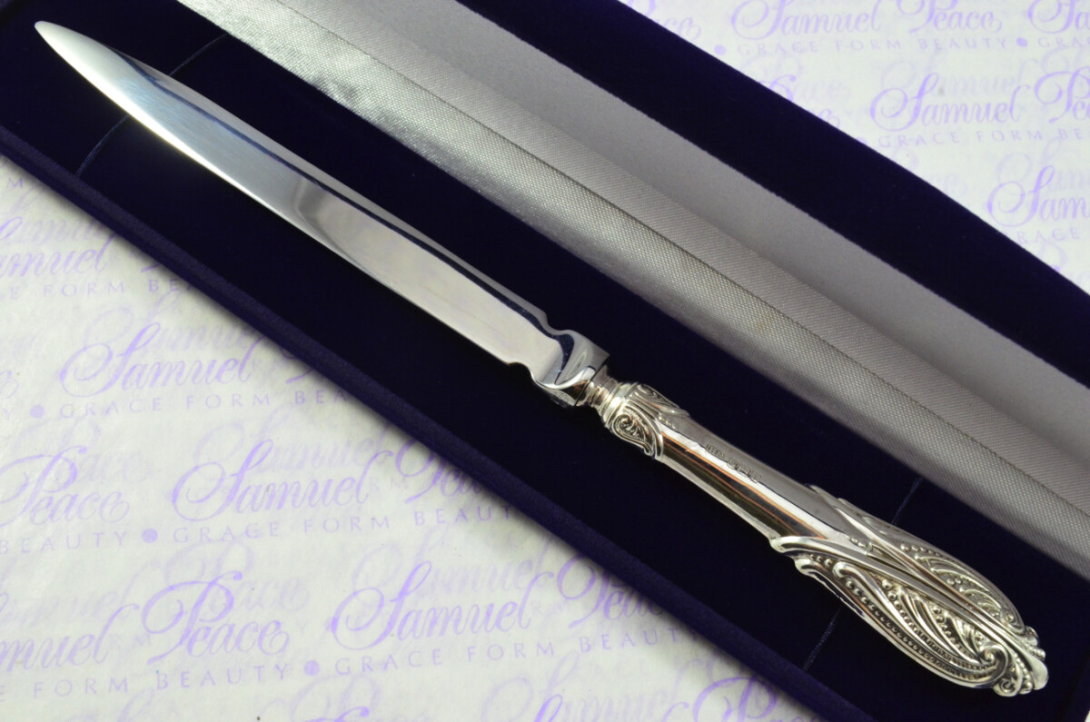 Amazing Harrison Fishers Sheffield Sterling Silver Handled Letter Opener Thimbleby Pattern 1902 Cased - Image 2