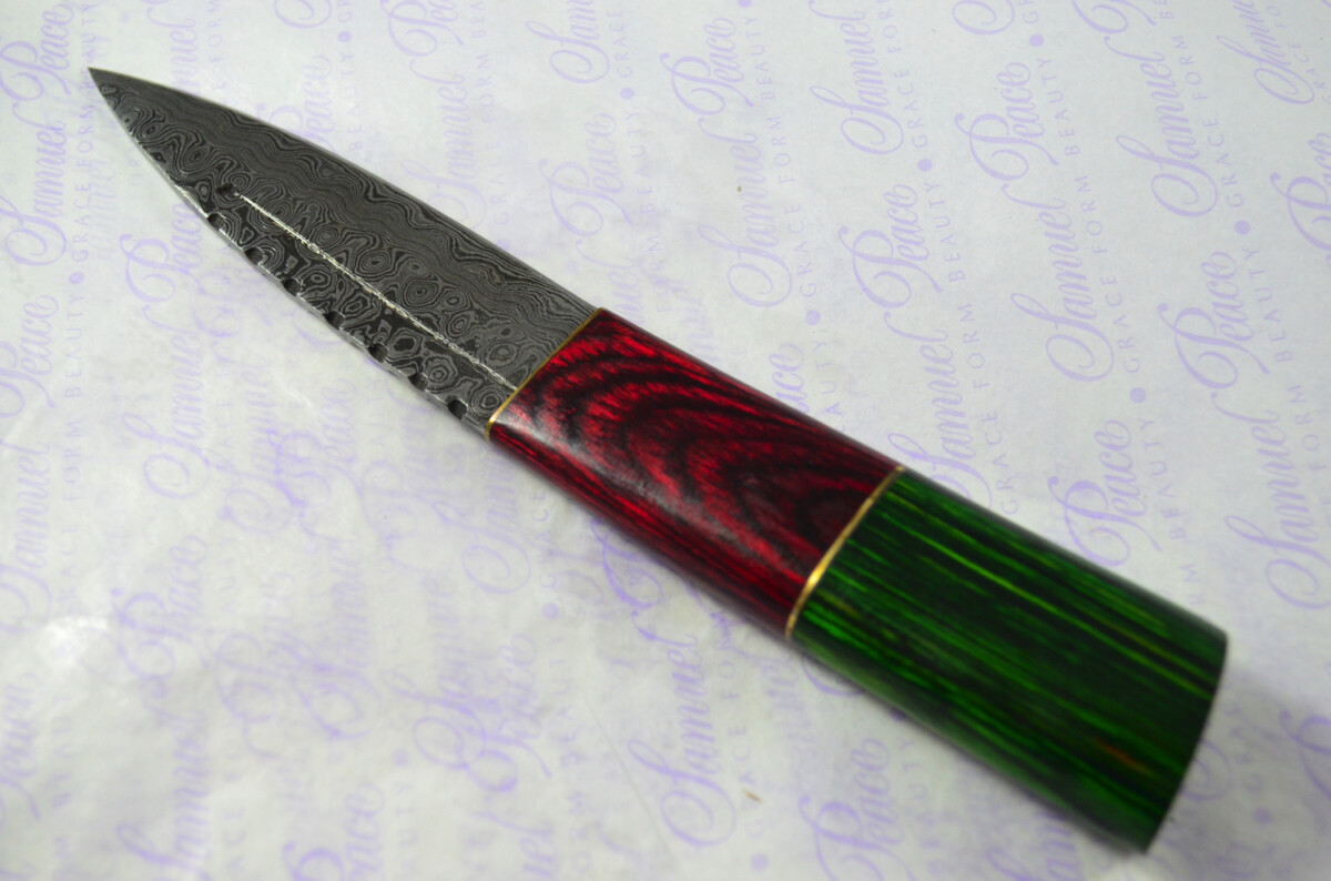 New Fantastic Coloured Pakkawood Sgian Dubh Damascus Steel Superior Sheath inc Presentation Box - Image 7