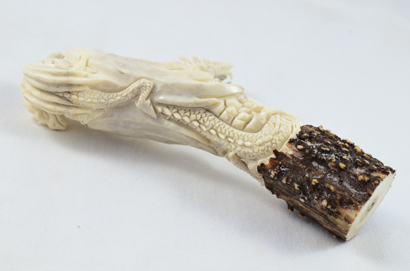 Large Dragon Carved Walking Stick Cane Top Handle Stag Antler Horn Made Sheffield England - Image 3
