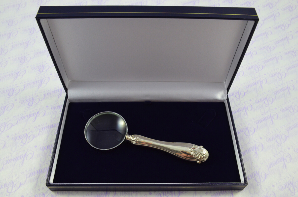 John Round Long Shell Pattern Sterling Silver Magnifying Glass Sheffield 1908 - Image 10