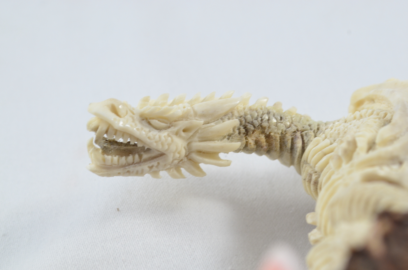 Large Dragon Carved Walking Stick Cane Top Handle Stag Antler Horn Made Sheffield England