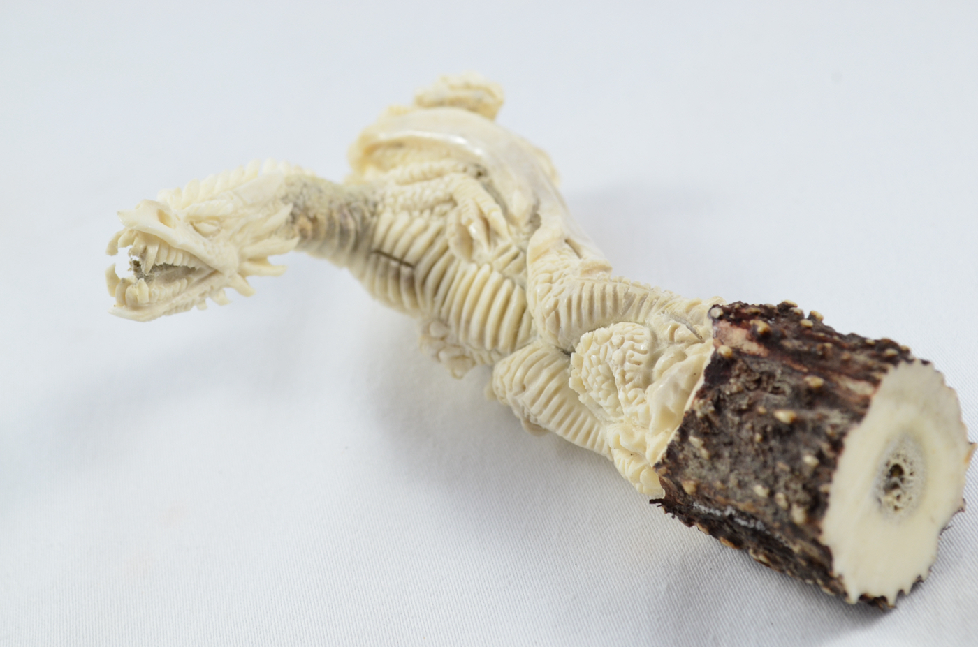 Large Dragon Carved Walking Stick Cane Top Handle Stag Antler Horn Made Sheffield England - Image 4