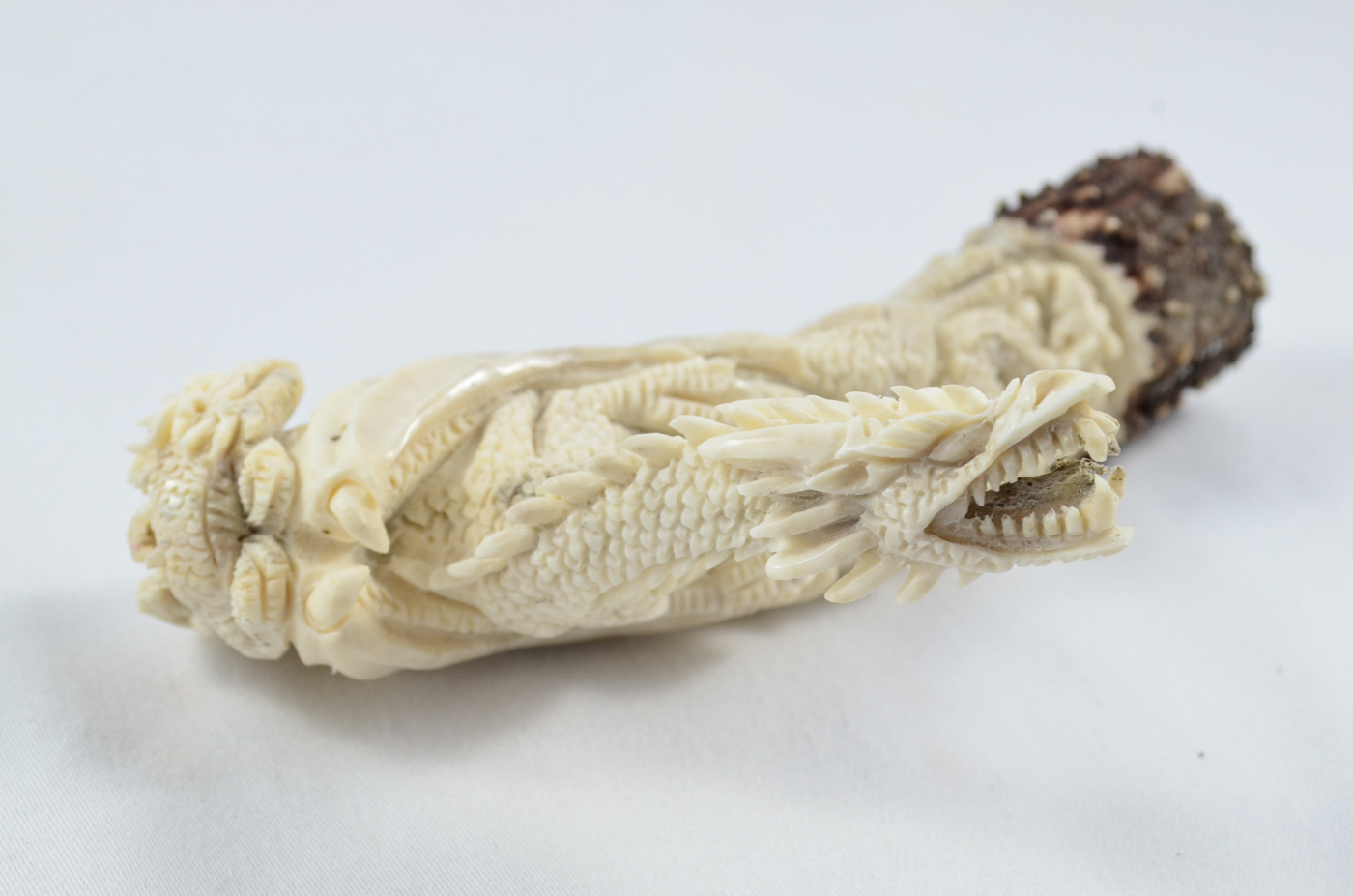 Large Dragon Carved Walking Stick Cane Top Handle Stag Antler Horn Made Sheffield England - Image 5