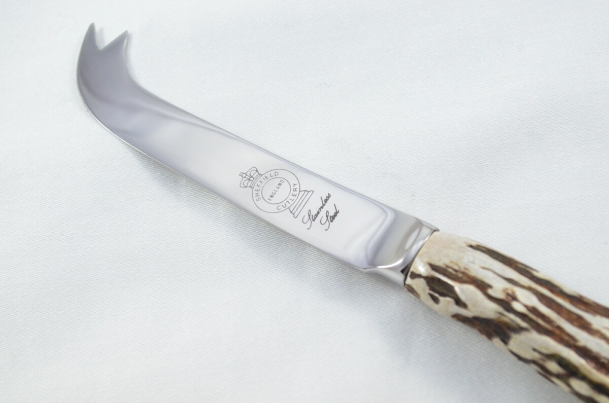 Genuine Roe Deer Stag Horn Antler Handled Cheese Knife Made in Sheffield England - Image 3