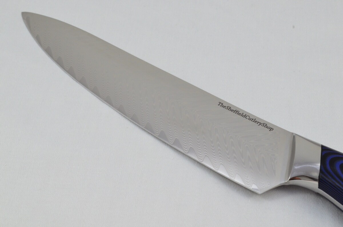 A Set of 5 Damascus Kitchen Chefs Knives Made In Sheffield UK 67 Layer Japanese Steel Razor Sharp - Image 3