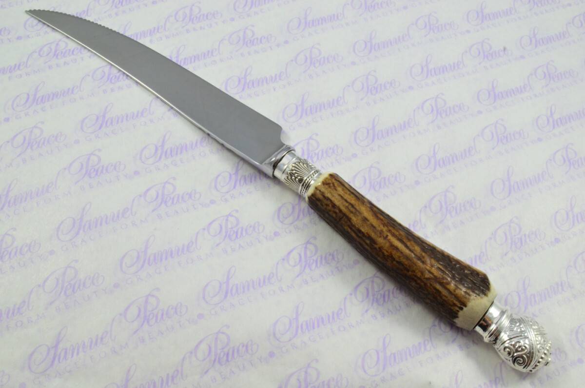 A Set of Six LIMITED EDITION Genuine Stag/Antler Handle Steak Knives Silver Plated Cap & Ferrule Made Sheffield England Boxed - Image 10