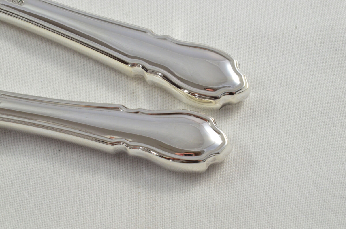 Gorgeous Antique Set of 6 Table & 6 Dessert Sterling Silver Knives Dubarry Pattern 1966 - Image 3