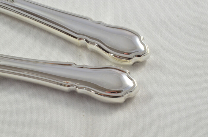 Gorgeous Antique Set of 6 Table & 6 Dessert Sterling Silver Knives Dubarry Pattern 1966 - Image 3