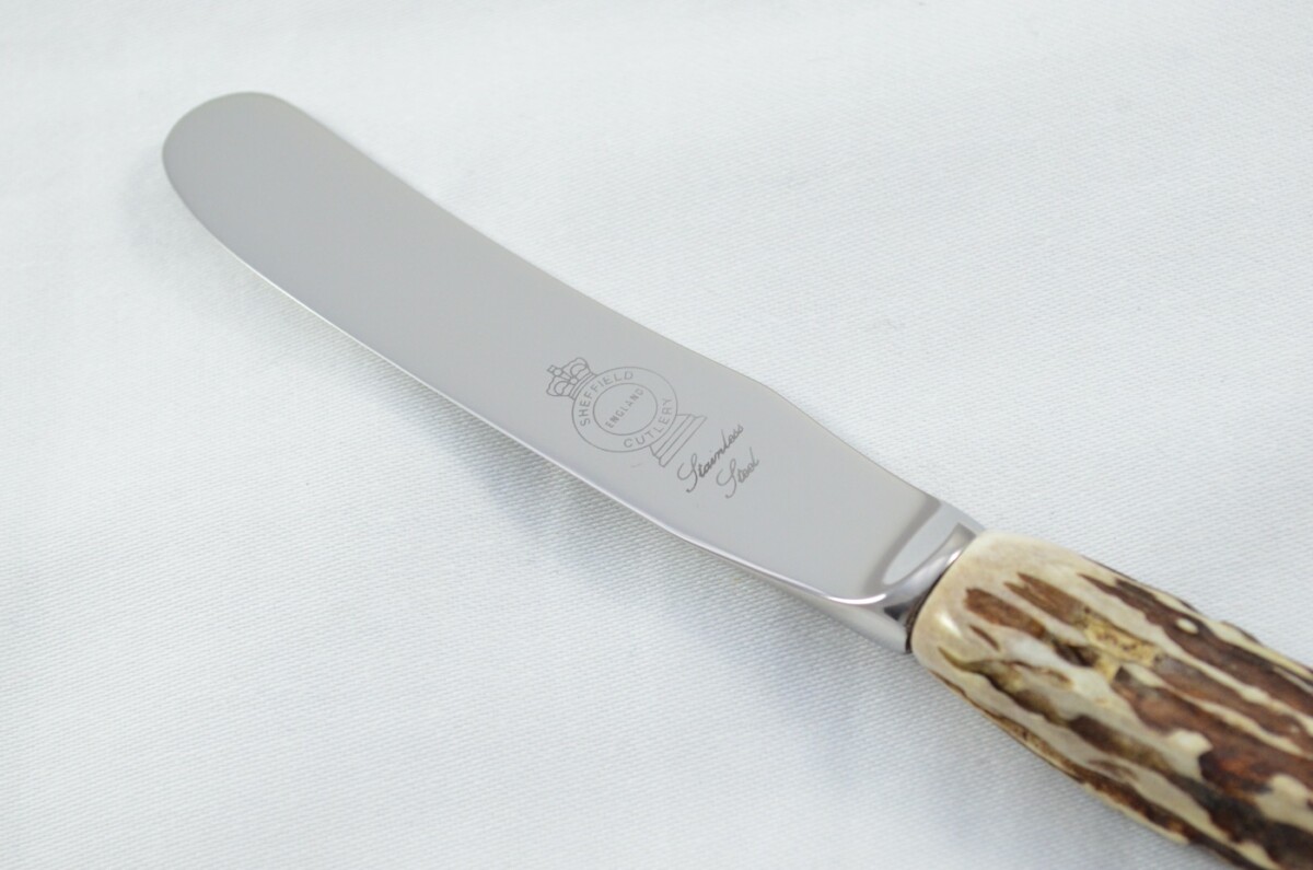 Genuine Roe Deer Stag Horn Antler Handled Butter Knife Made in Sheffield England - Image 7