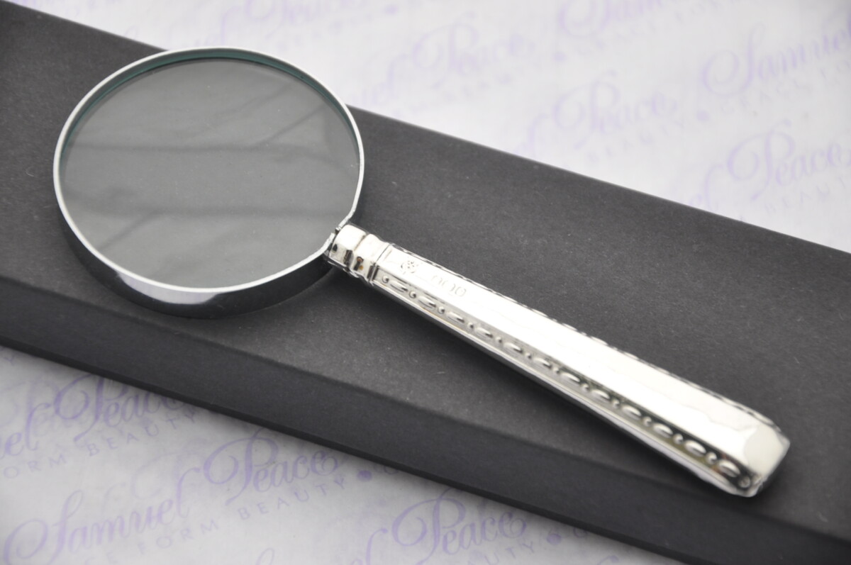 Thomas Bradbury and sons Heavy Bead Pattern Sterling Silver Magnifying Glass Sheffield 1916